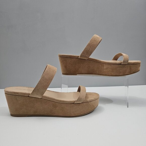 NEW Stuart Weitzman Boardwalk 65 Wedge Sandal Platform Sandalwood Tan Suede 11 - Picture 3 of 13